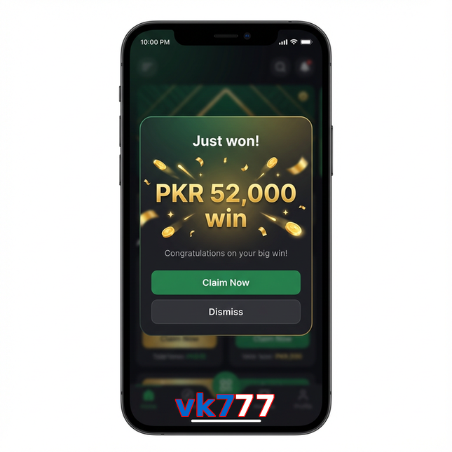 Main screen of Vk777 win page for PK players